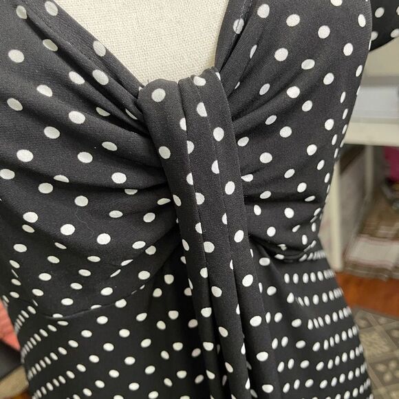 Ronni Nicole Women's Polka Dots Front Tie Short Sleeve Mini  Dress Black Size 10 - Picture 3 of 8